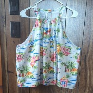 77 PARK Tropical Print Top Women Size XL